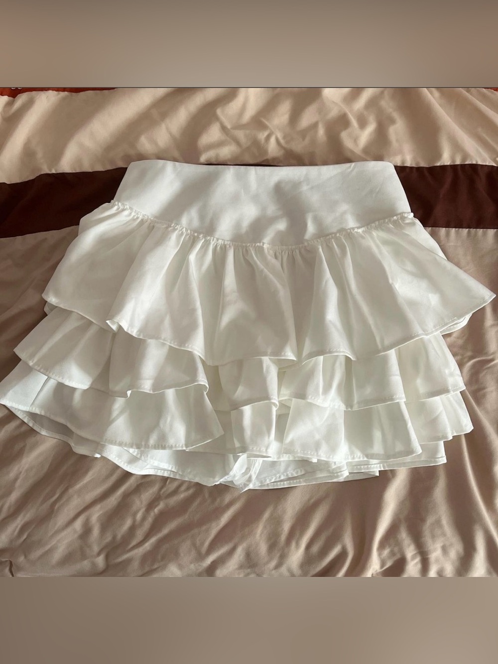 White Tiered Ruffle Skirt with Built in Shorts